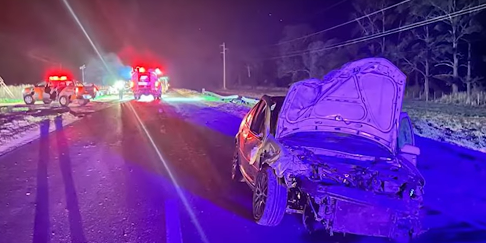 Vehículo que estuvo involucrado en el accidente en la Ruta Nacional 19, a la altura del kilómetro 213, entre El Tío y El Fuertecito | Fuente: YouTube/Telefe Córdoba