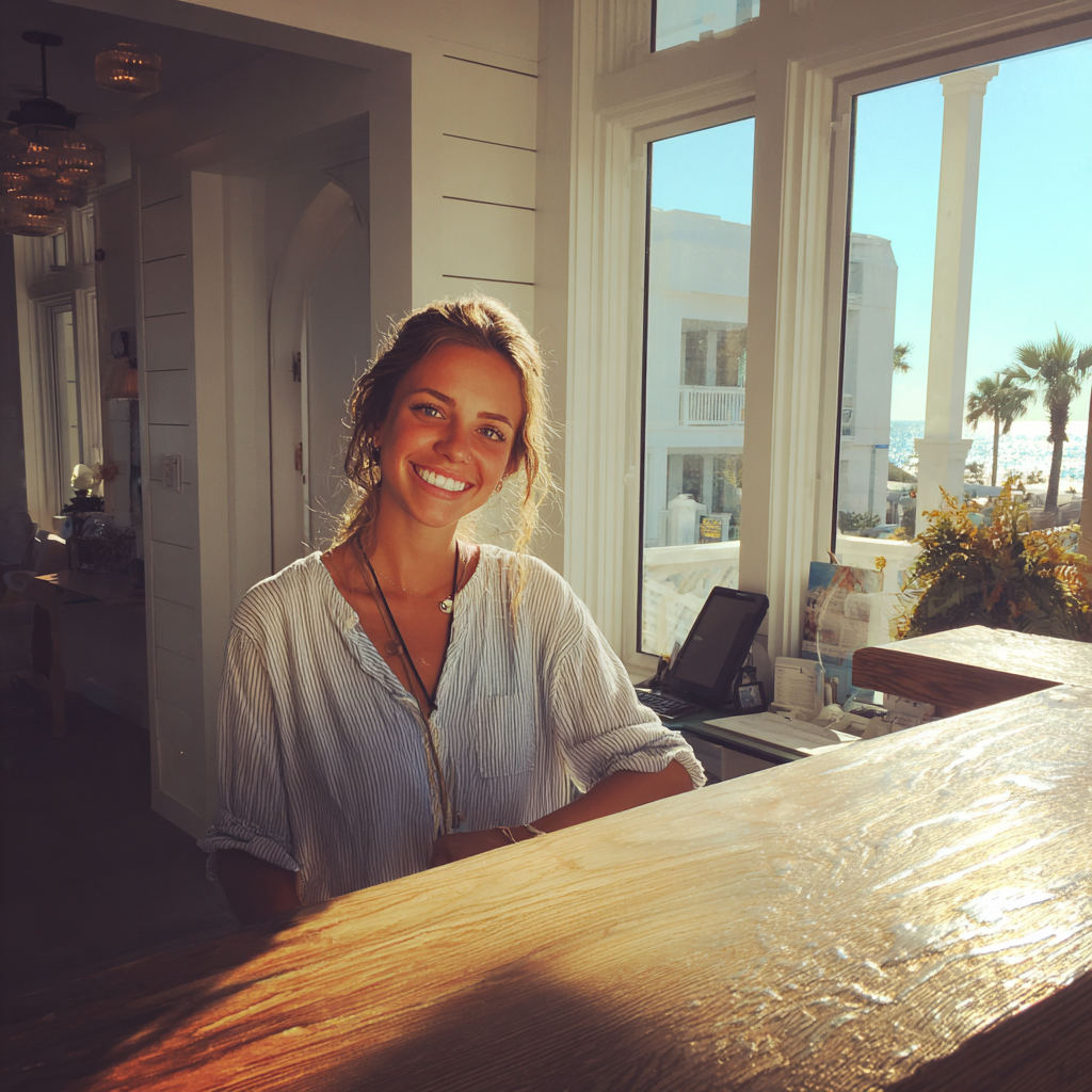 Una recepcionista sonriente | Fuente: Midjourney