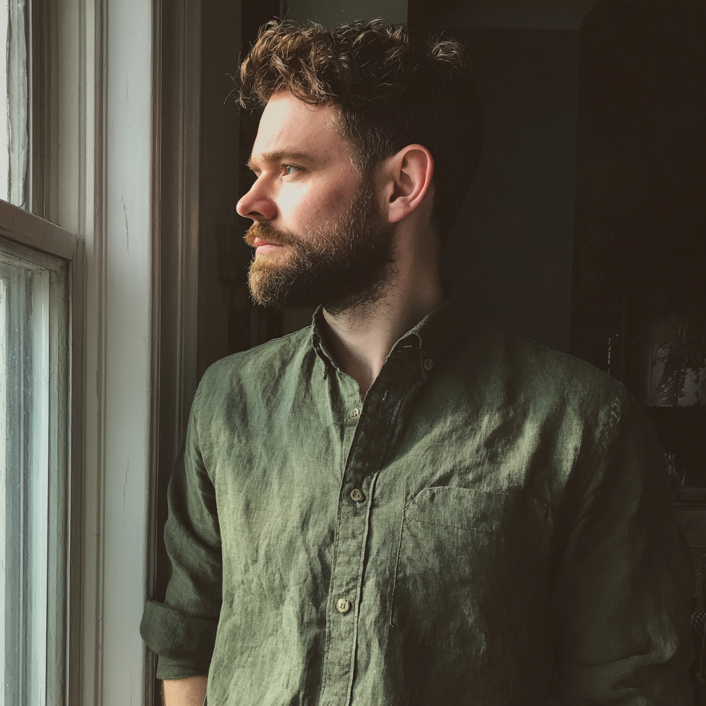 Un hombre pensativo mirando por una ventana | Fuente: Midjourney