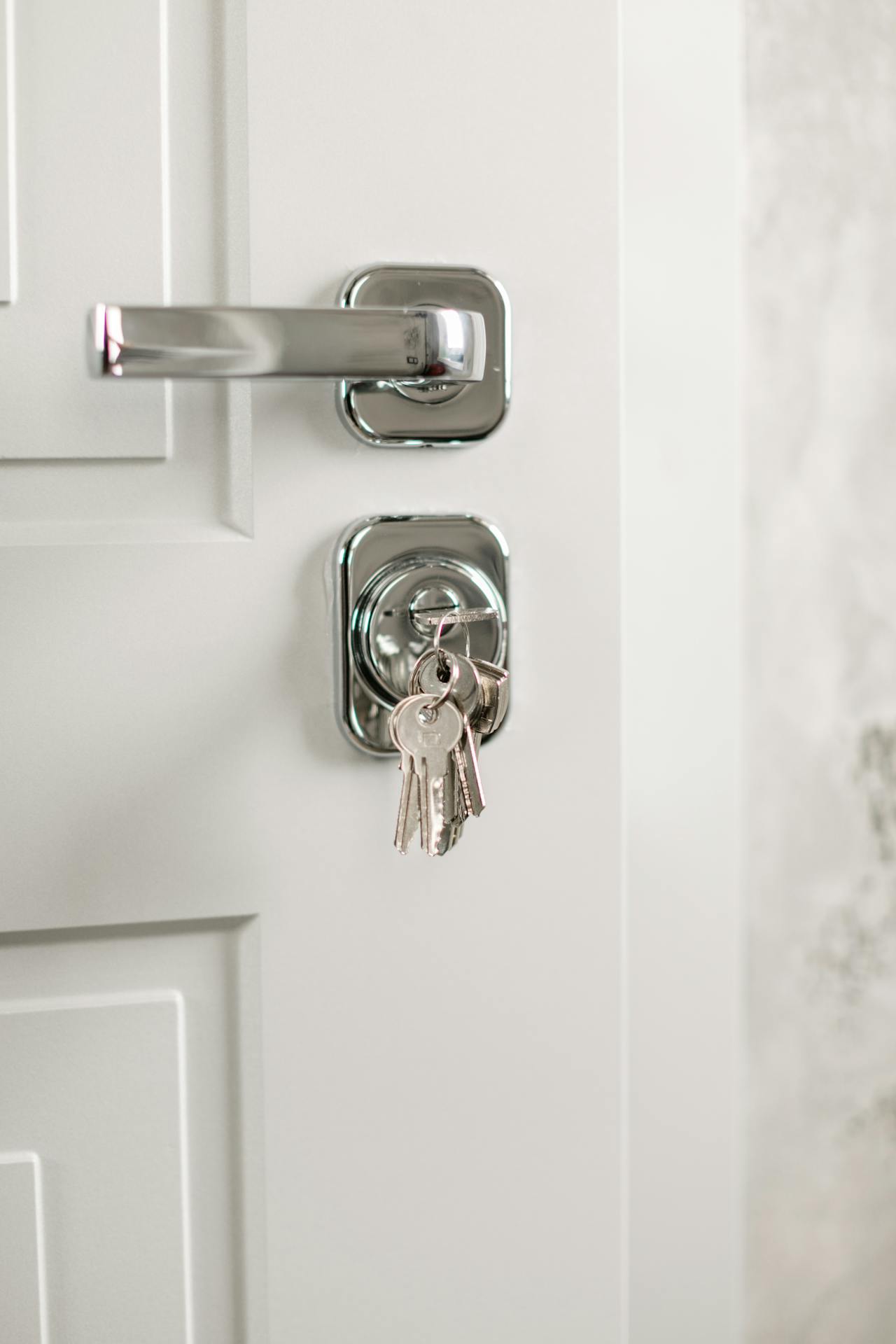 Una llave introducida en la cerradura de la puerta principal | Fuente: Pexels