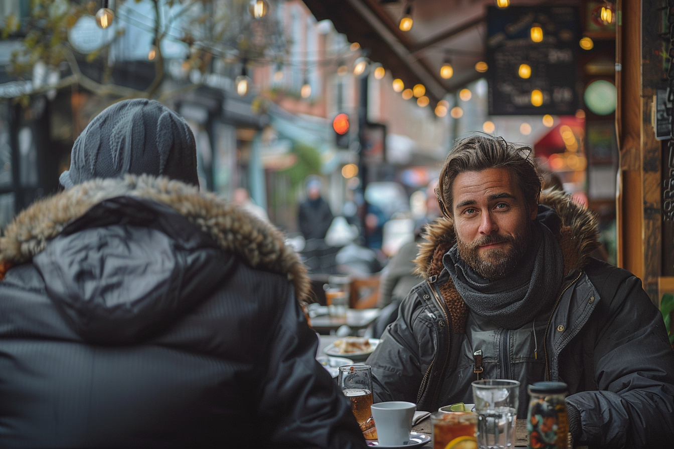 Dos hombres conversan | Fuente: Midjourney