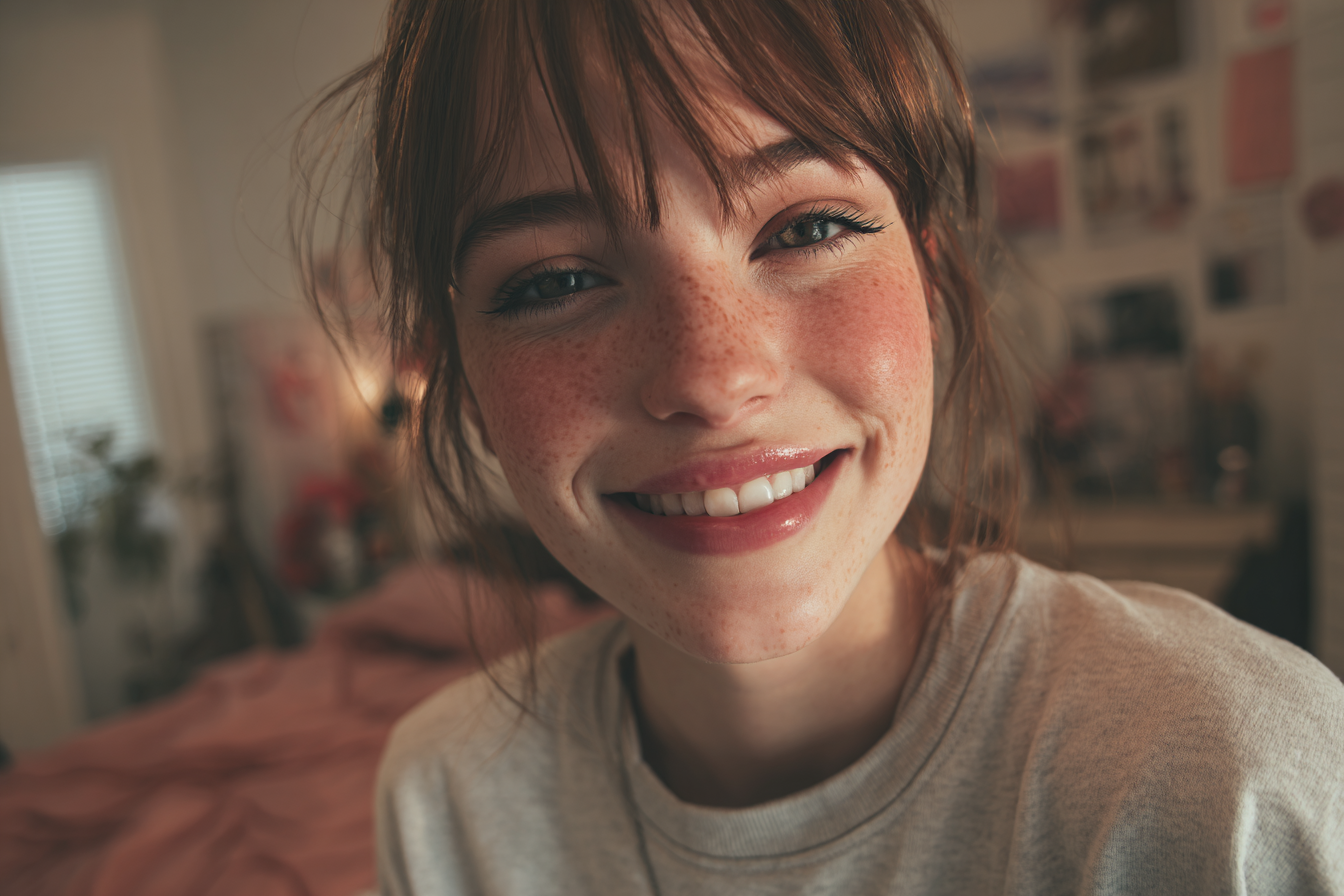 Una joven sonriendo | Fuente: Midjourney