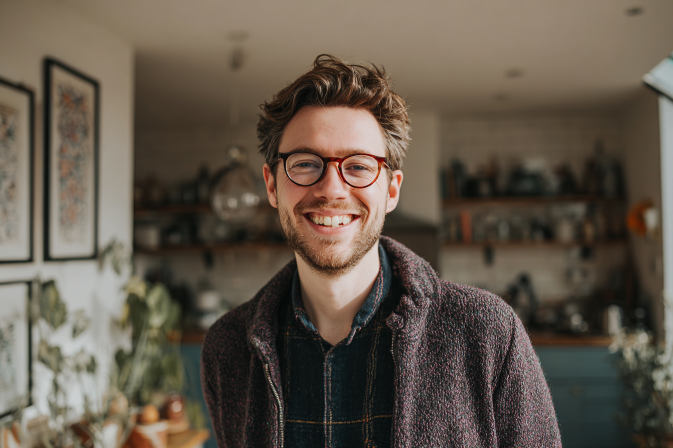 Un hombre sonriendo a alguien | Fuente: Midjourney