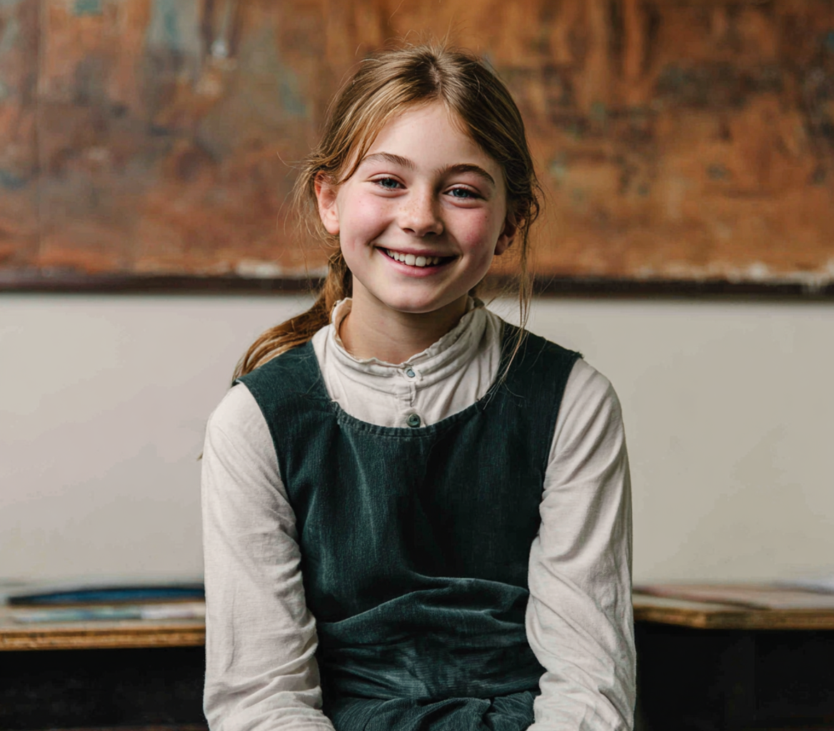 Una niña sonriente | Fuente: Midjourney