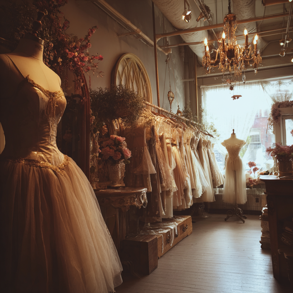 El interior de una boutique de vestidos | Fuente: Midjourney