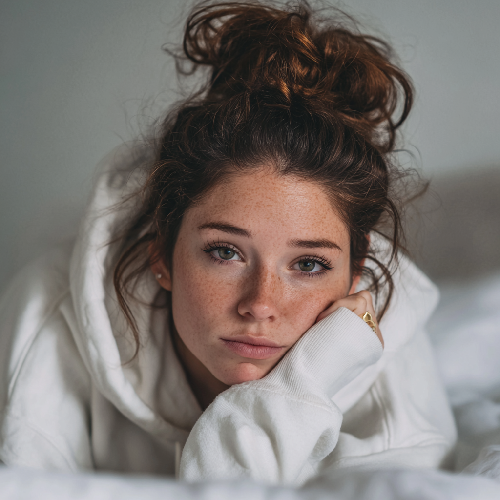 Un primer plano de una mujer emocional | Fuente: Midjourney