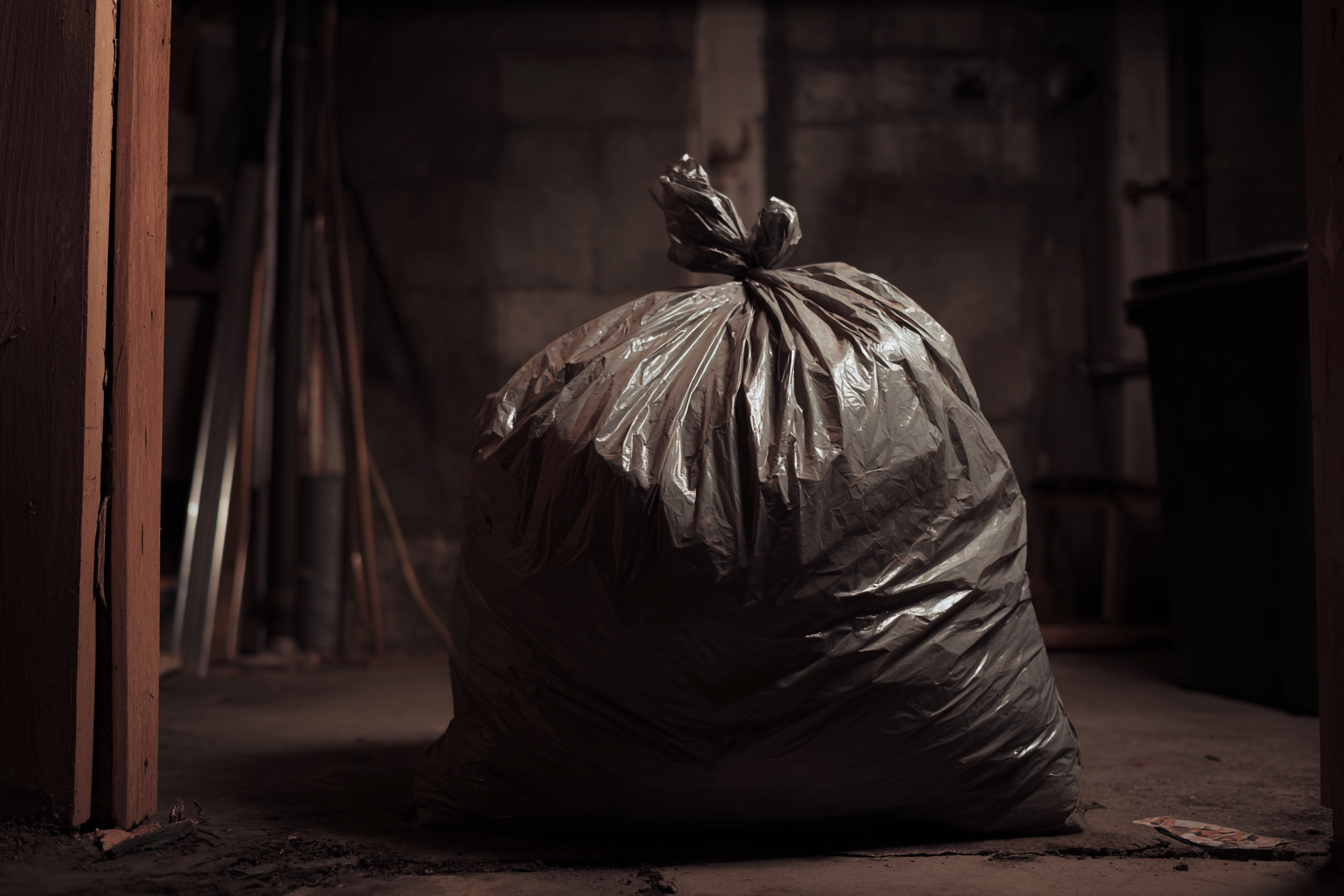 Una bolsa de basura en un sótano | Fuente: Midjourney