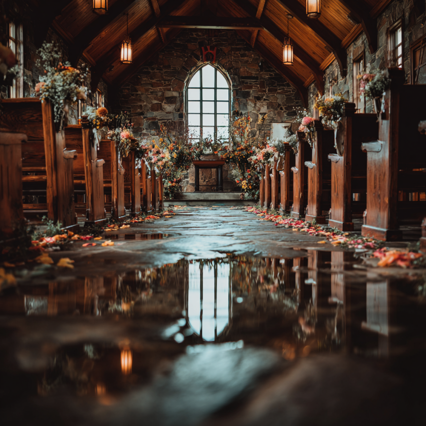 Una pequeña capilla para bodas | Fuente: Midjourney