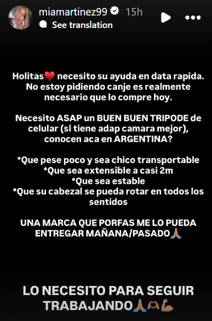 De las historias de Mía Martínez | Fuente: Instagram/miamartinez99