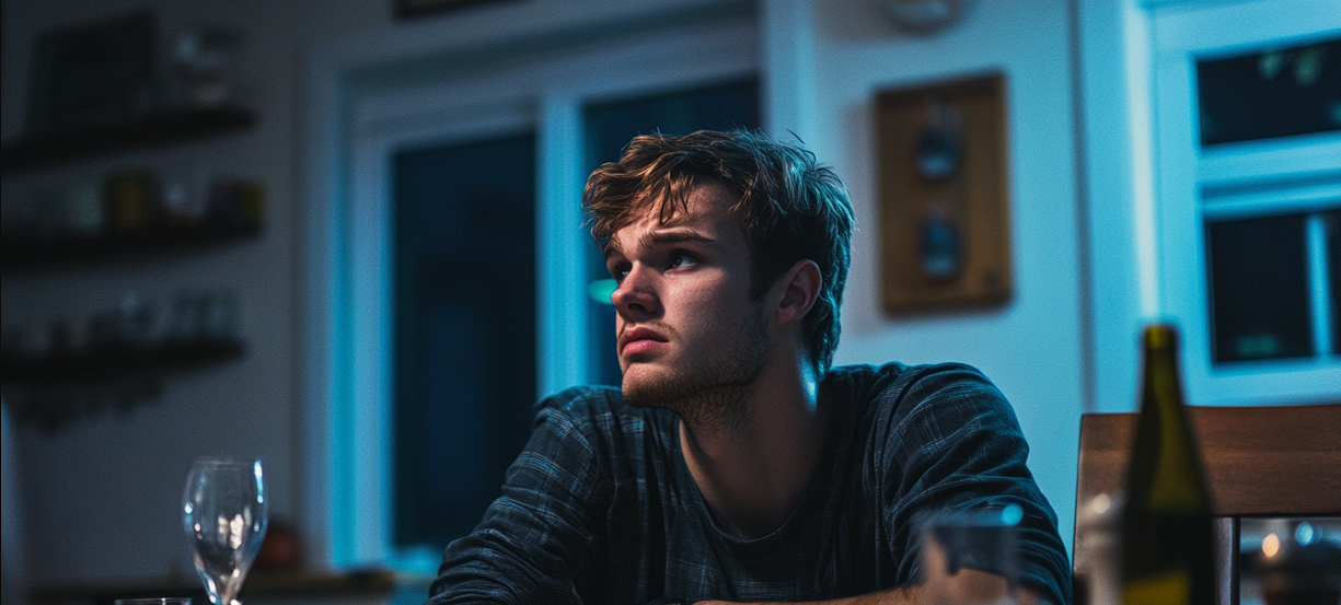 Un hombre emocionado sentado a la mesa | Fuente: Midjourney