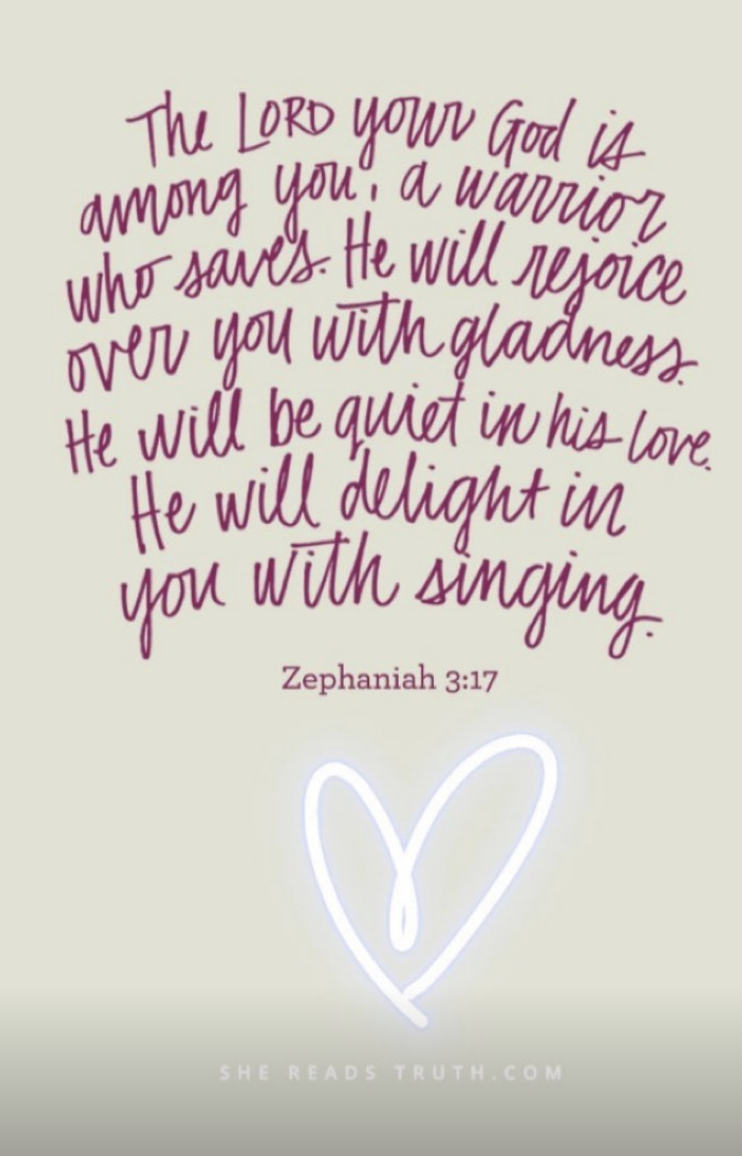 Historia de Instagram de Virginia Elders con Sofonías 3:17, un versículo que compartió durante su recuperación | Fuente: Instagram/@virginiaeelder