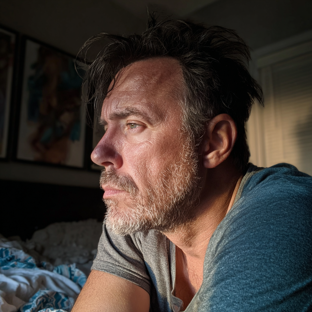 Primer plano de un hombre enfermo | Fuente: Midjourney