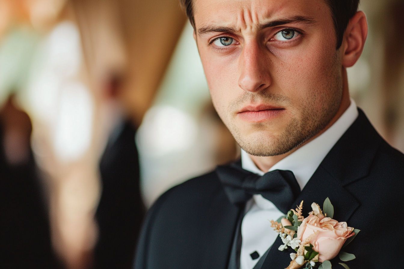 Un novio ceñudo | Fuente: Midjourney