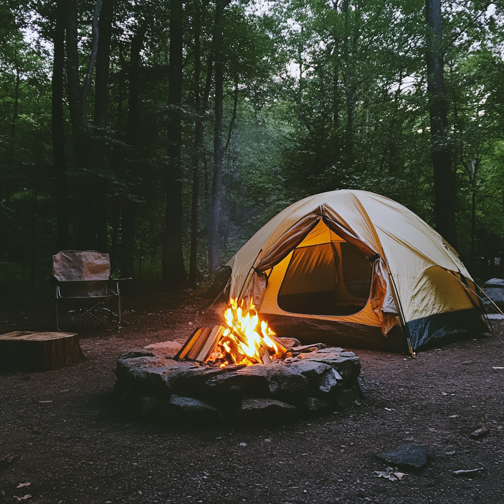 Una tienda de campaña en un campamento | Fuente: Midjourney