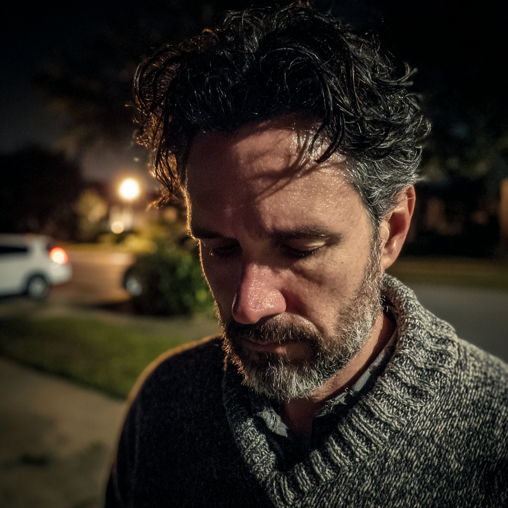 Un hombre emocionado de pie con los ojos cerrados | Fuente: Midjourney
