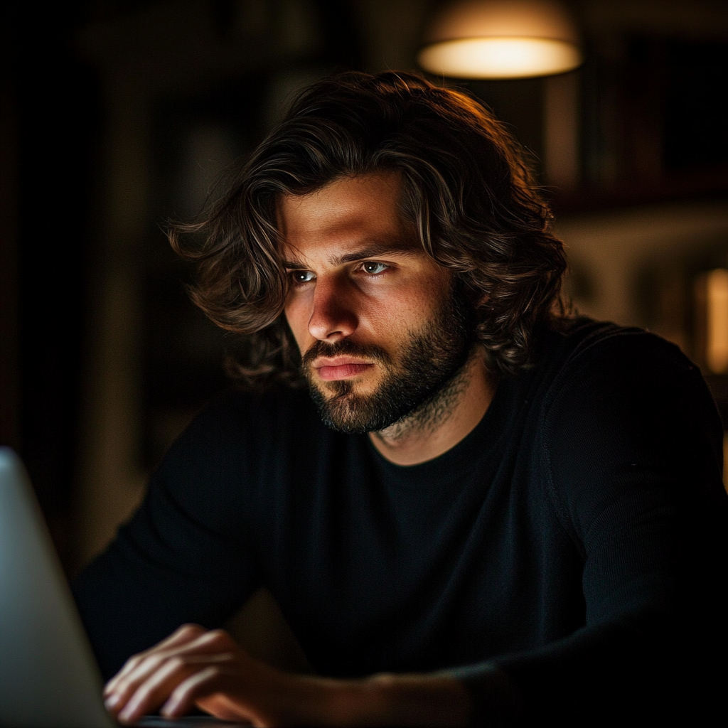 Un hombre utilizando su ordenador portátil | Fuente: Midjourney