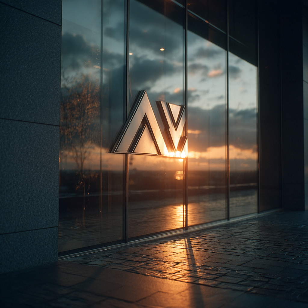 El logotipo de una empresa en un edificio | Fuente: Midjourney