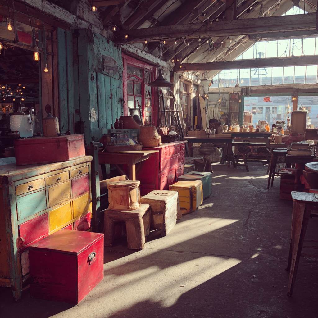 Muebles en un mercadillo | Fuente: Midjourney