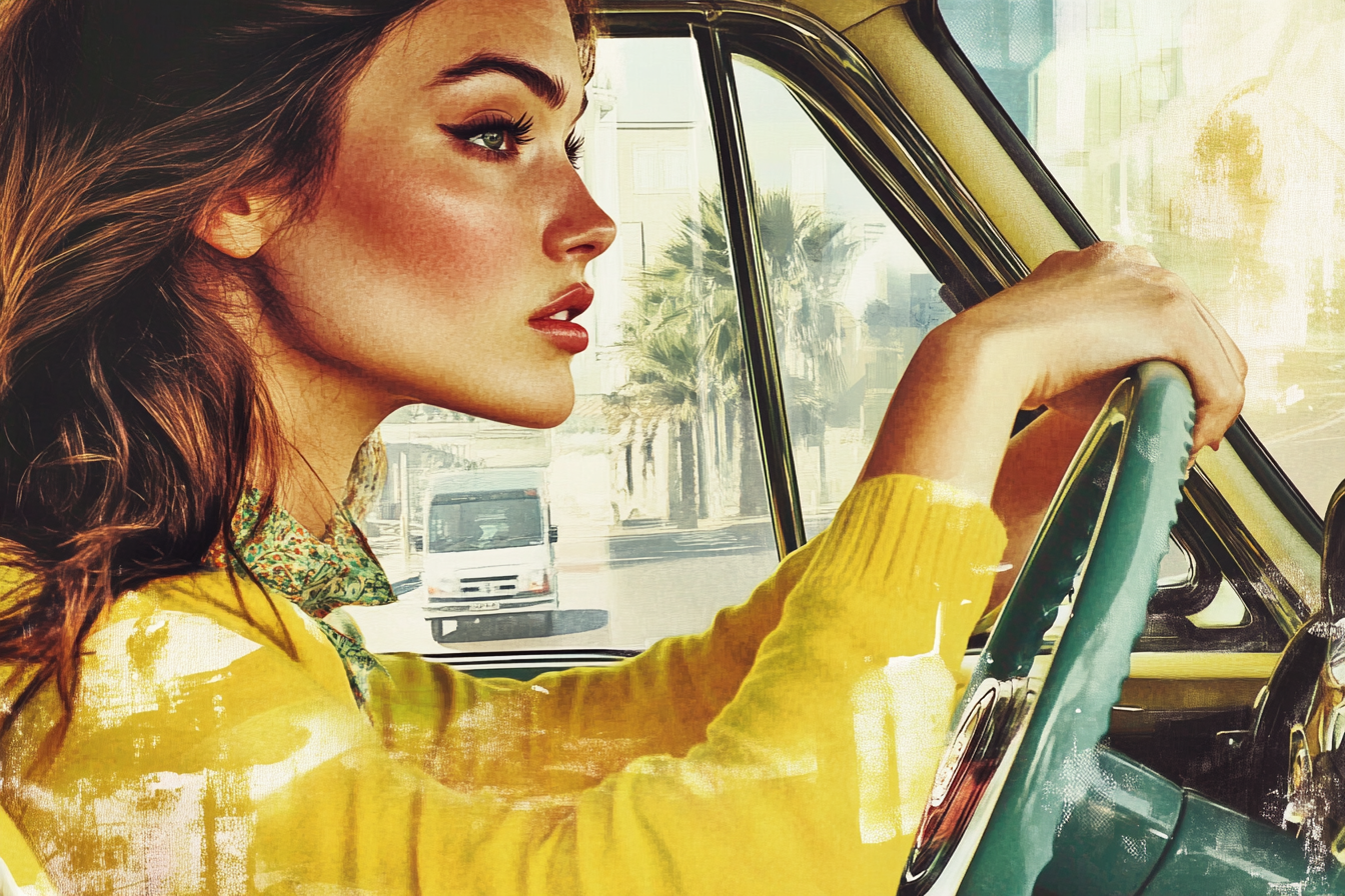Una mujer conduciendo su automóvil | Fuente: Midjourney