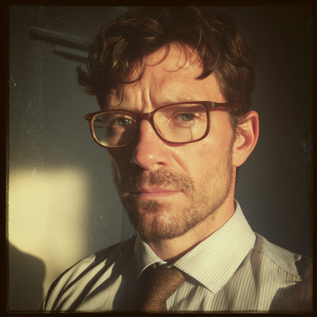 Primer plano de un hombre con gafas | Fuente: Midjourney