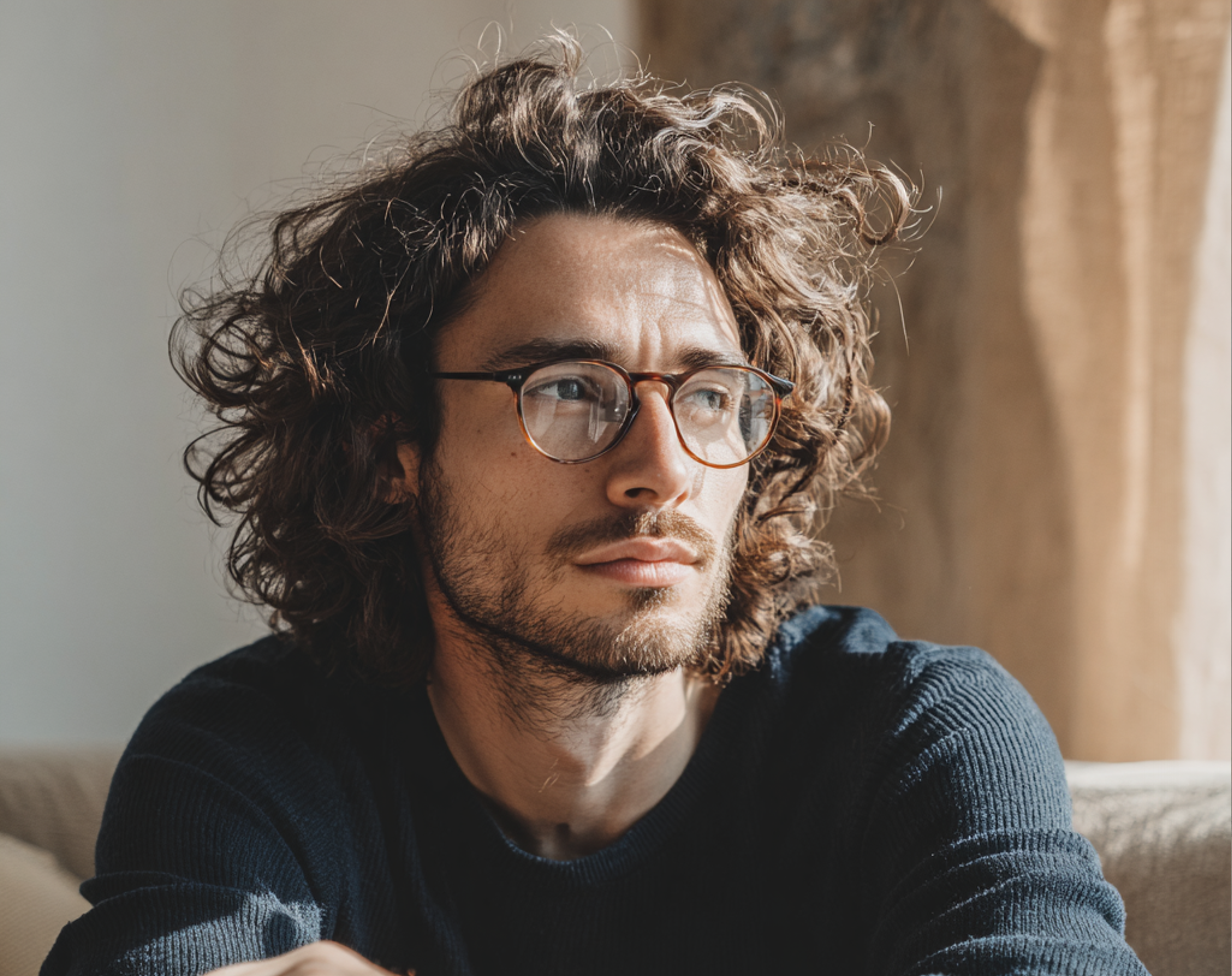 Un hombre ceñudo sentado en un sofá | Fuente: Midjourney