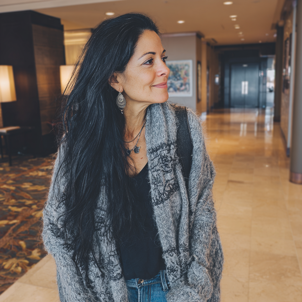 Una mujer sonriendo suavemente | Fuente: Midjourney