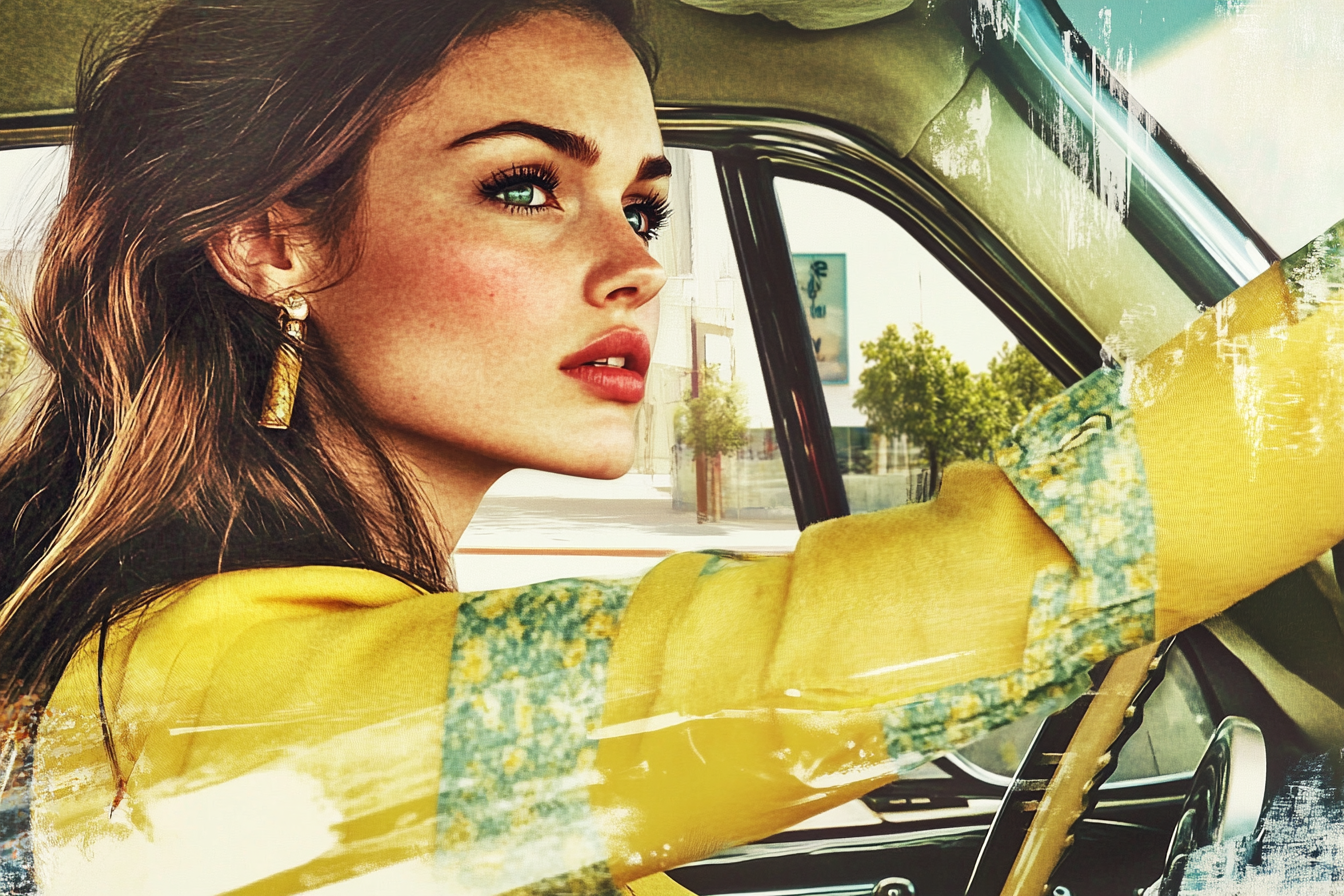 Una mujer conduciendo su automóvil | Fuente: Midjourney