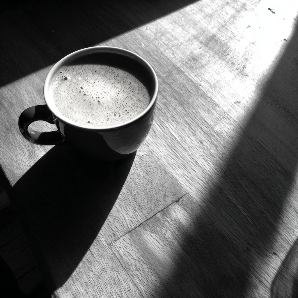 Una taza de café sobre una mesa | Fuente: Midjourney