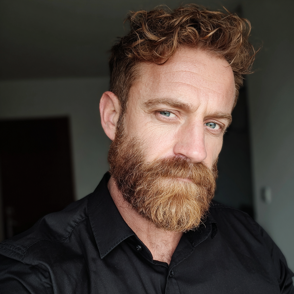 Un hombre con una camisa negra formal | Fuente: Midjourney