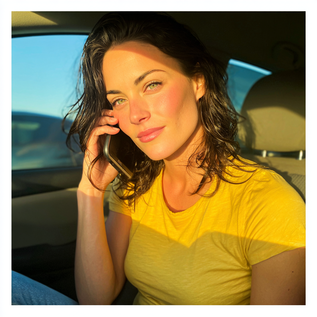 Una mujer sentada en un Automóvil y hablando por teléfono | Fuente: Midjourney