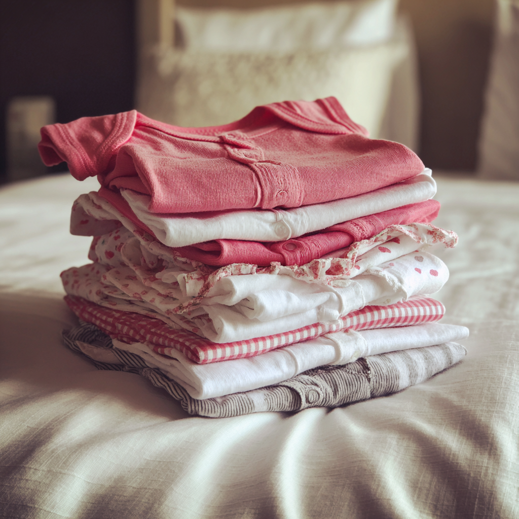 Un montón de ropa de bebé | Fuente: Midjourney