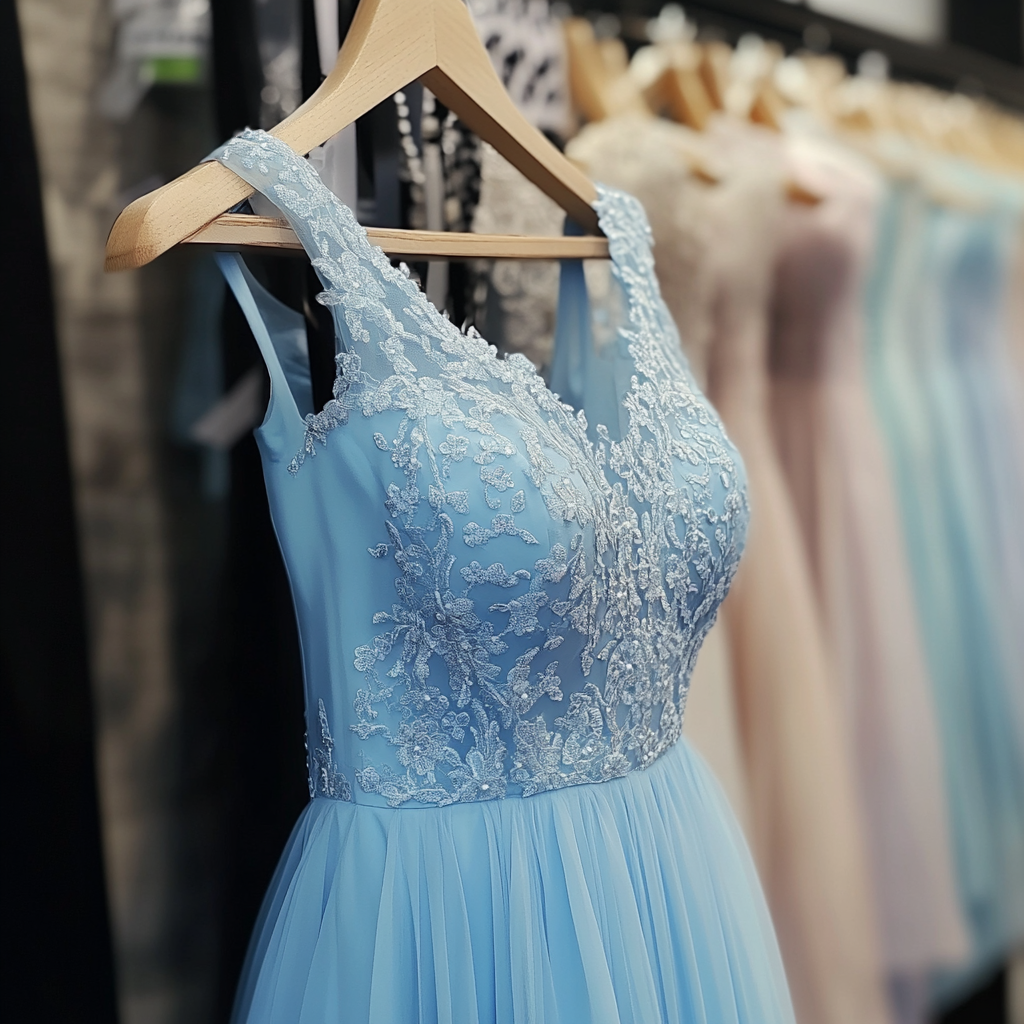 Un vestido azul en una tienda | Fuente: Midjourney
