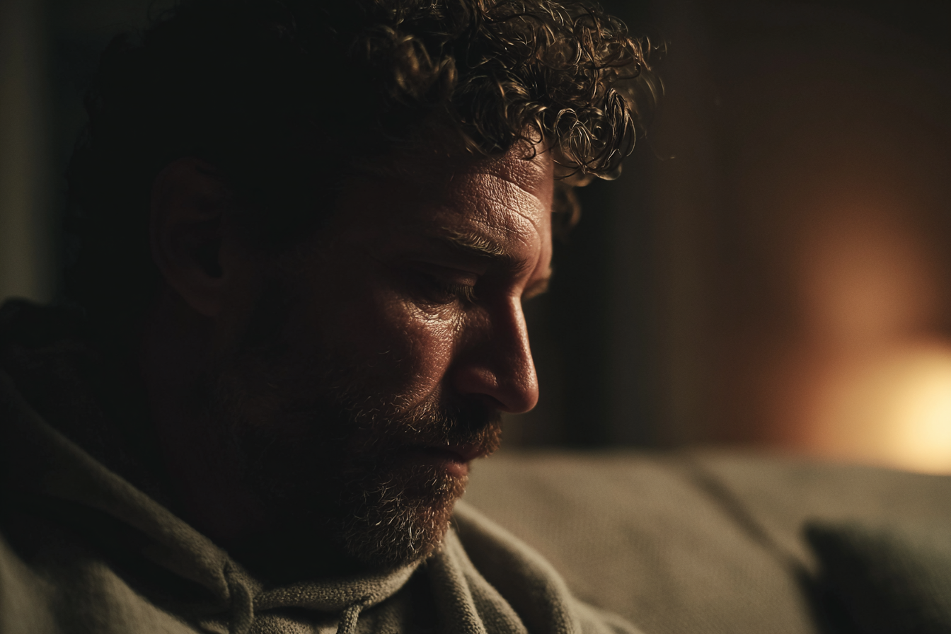 Un hombre sentado en un sofá | Fuente: Midjourney