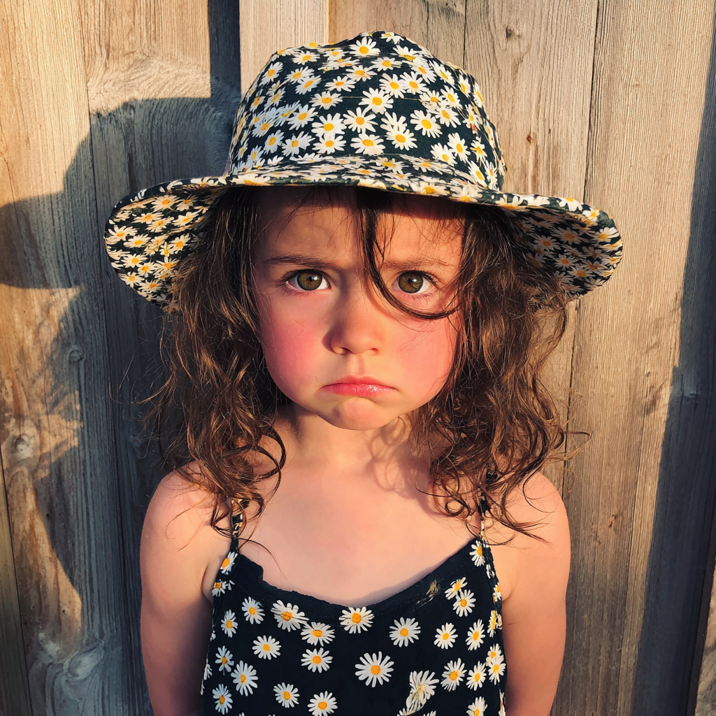 Una niña disgustada en el exterior | Fuente: Midjourney
