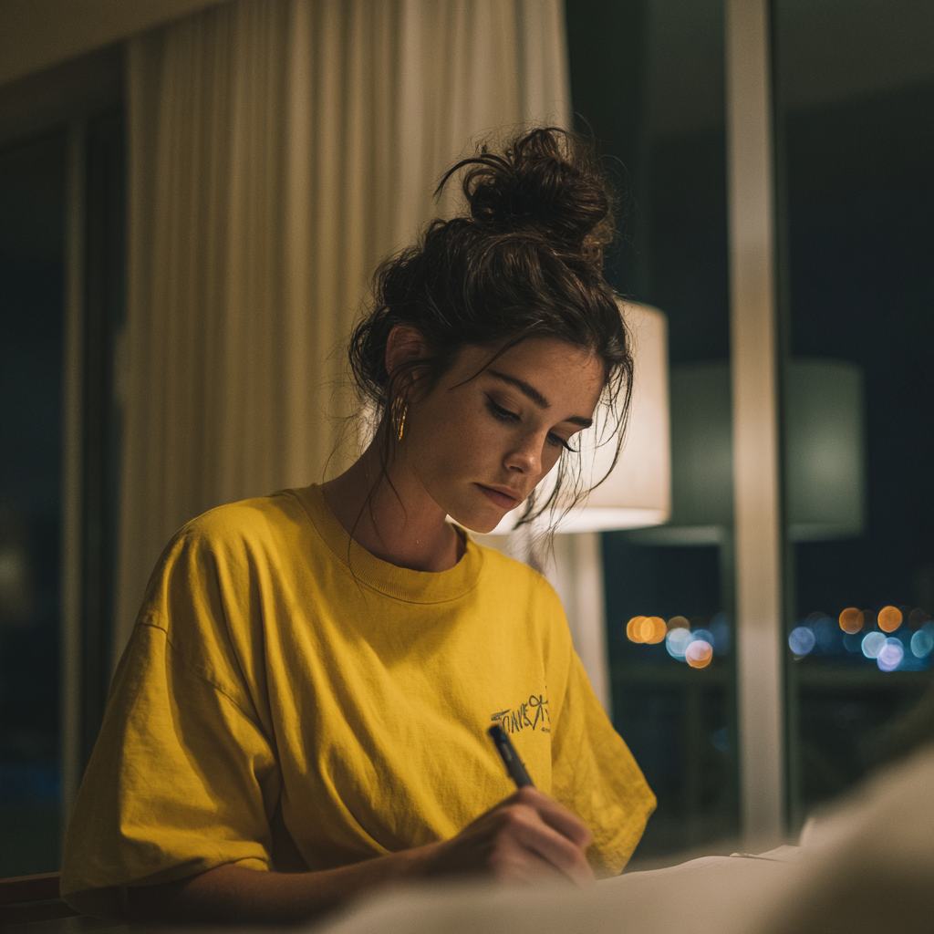 Una mujer escribiendo una carta | Fuente: Midjourney