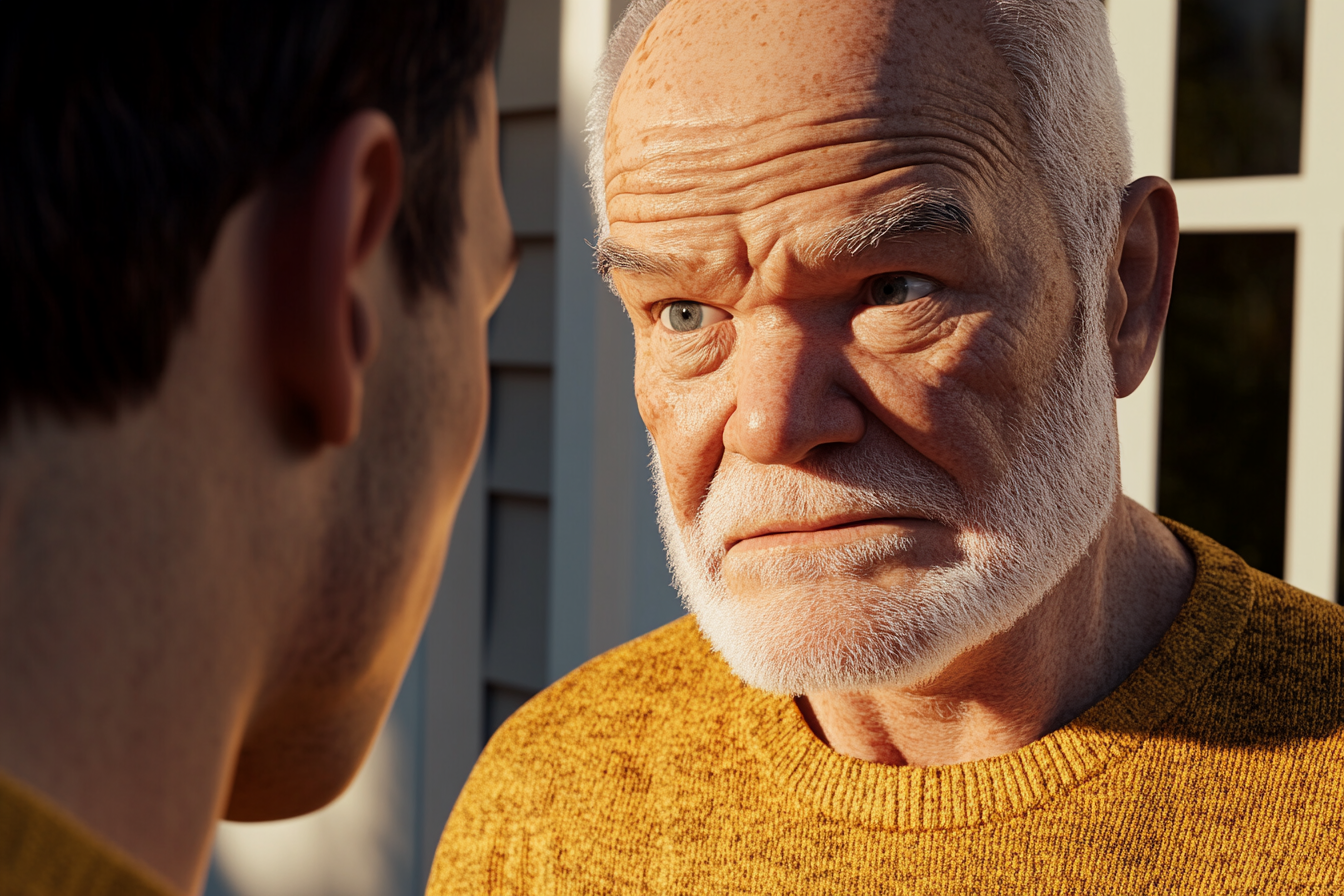 Un hombre hablando con el exesposo de tu hija | Fuente: Midjourney