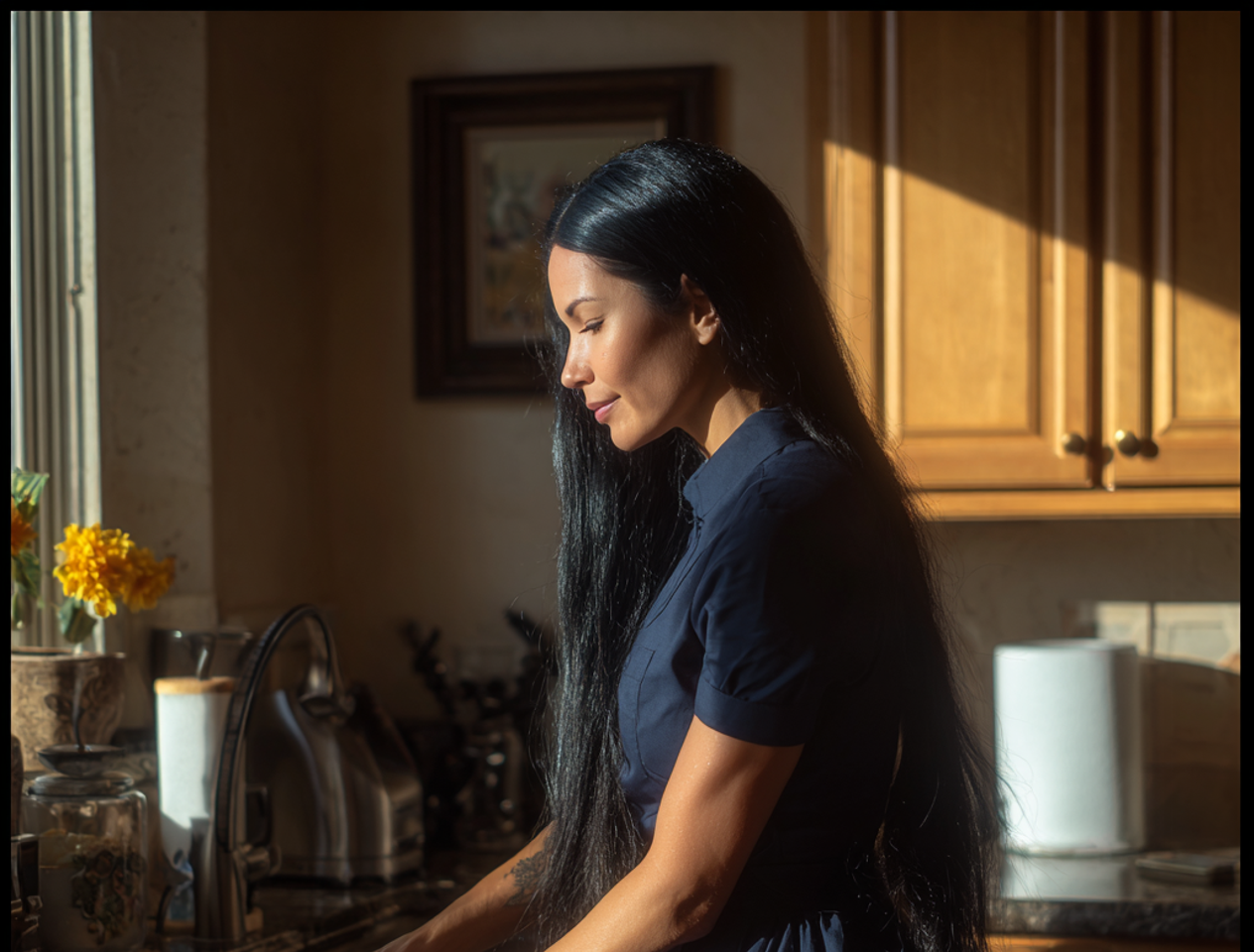 Una mujer ocupada en la cocina | Fuente: Midjourney