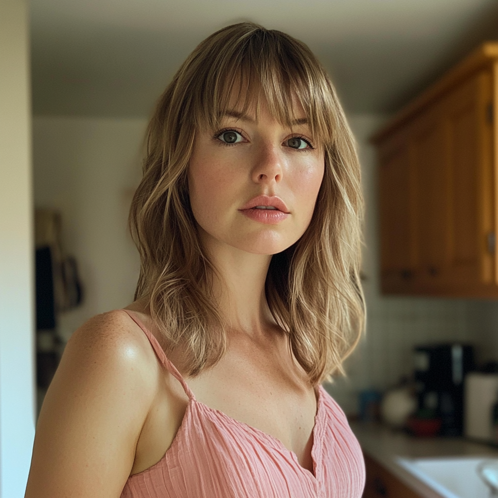 Una mujer con un vestido rosa | Fuente: Midjourney