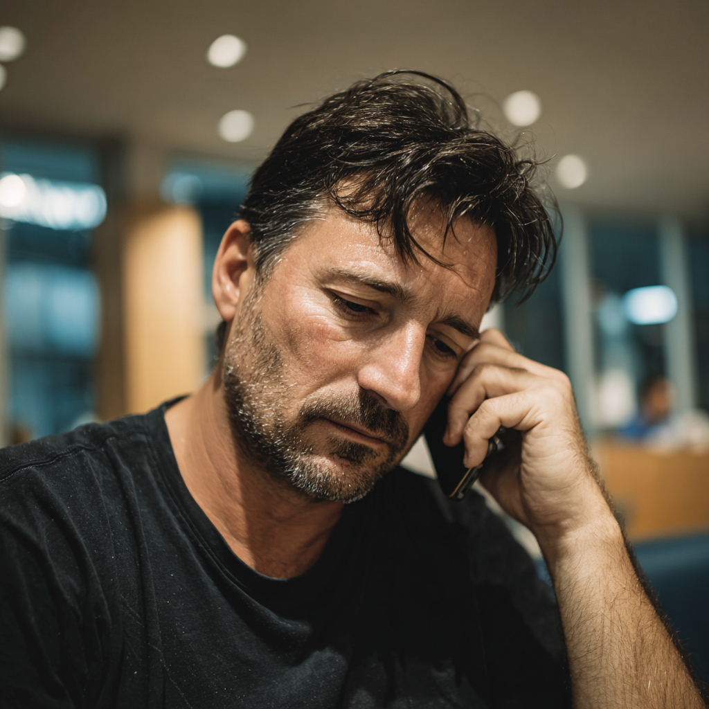 Un hombre alterado hablando por teléfono | Fuente: Midjourney