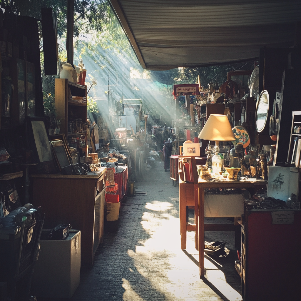 Puestos en un mercadillo | Fuente: Midjourney