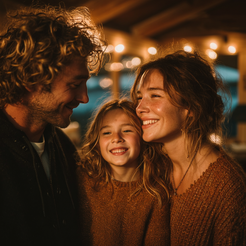 Una familia feliz de tres | Fuente: Midjourney