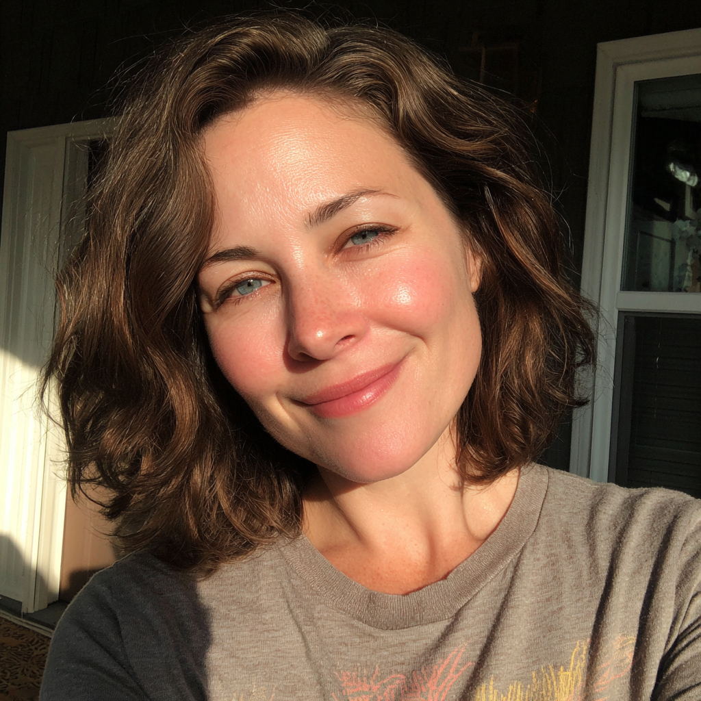 Una mujer sonriente en el exterior | Fuente: Midjourney
