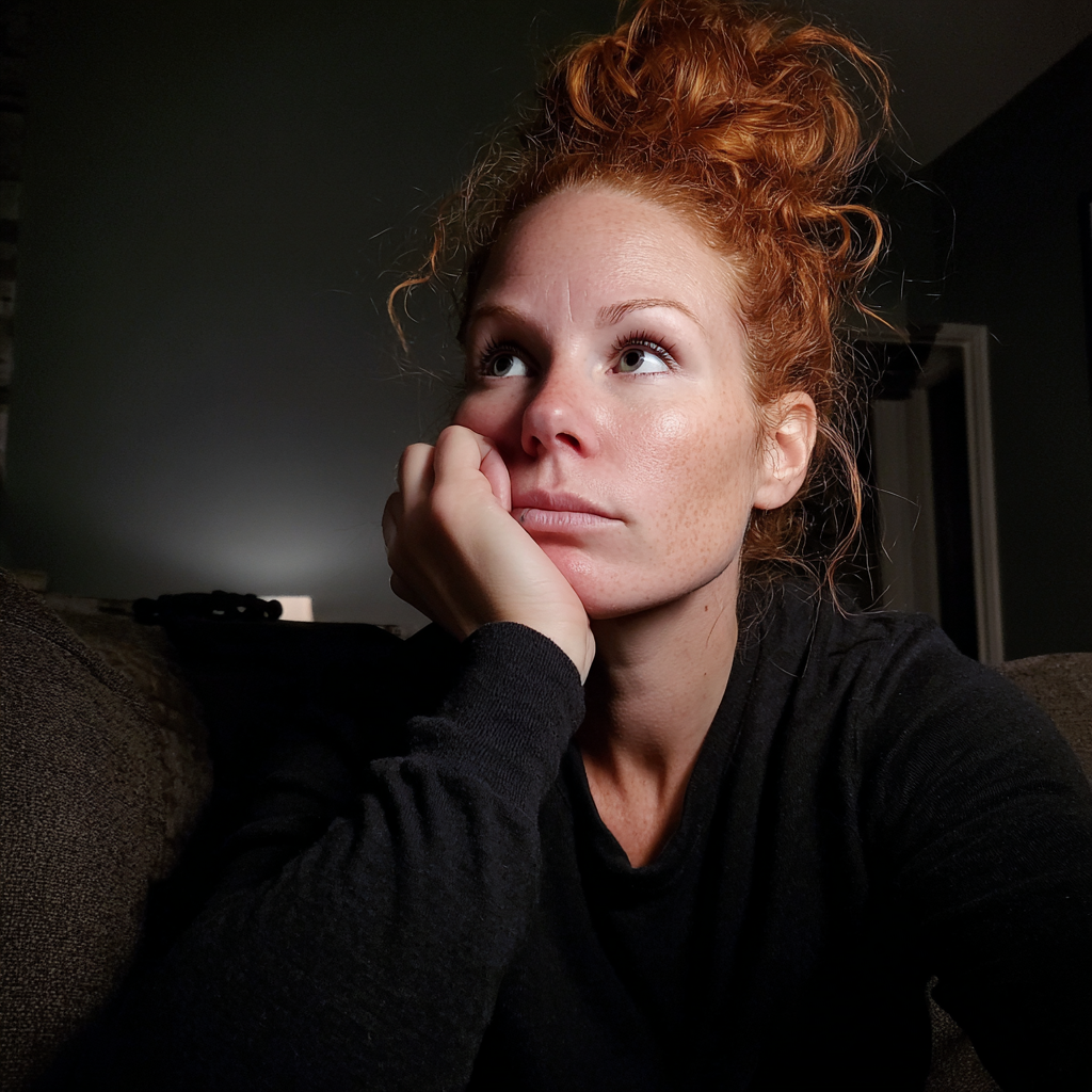 Una mujer sentada con el pelo recogido en un moño | Fuente: Midjourney