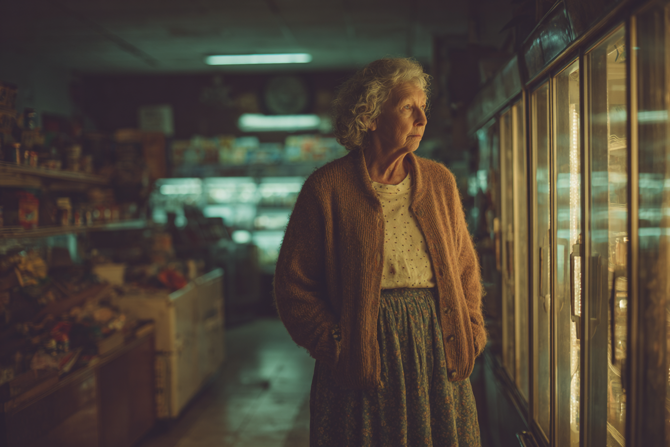 Una mujer mayor en una tienda | Fuente: Midjourney