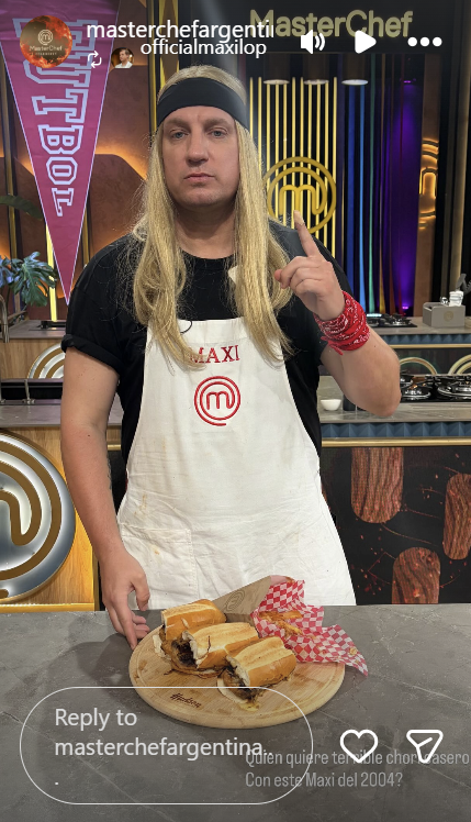 Maxi López con peluca en "MasterChef Celebrity" | Fuente: Instagram Stories/masterchefargentina
