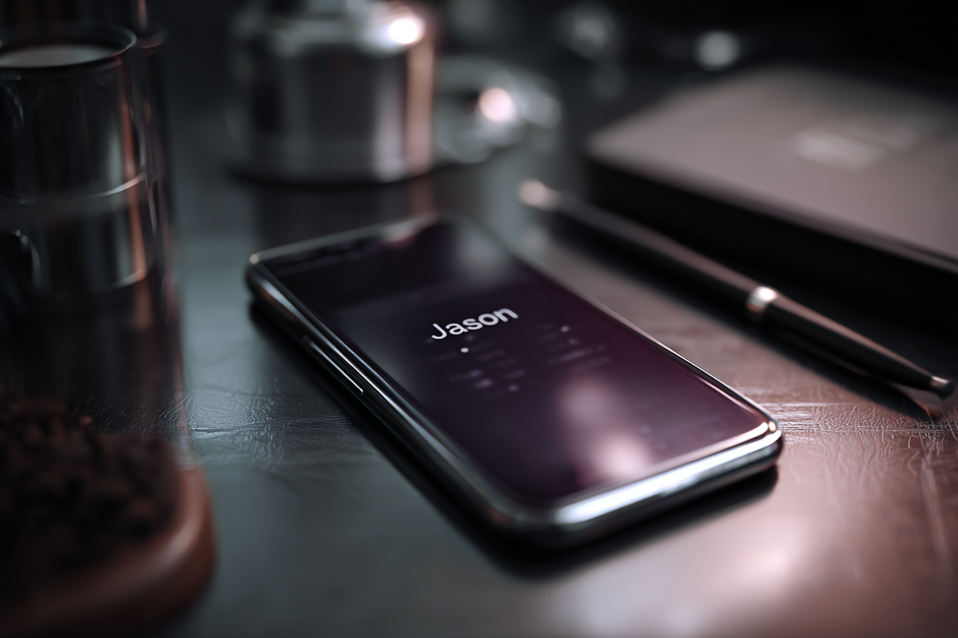 Un teléfono con el nombre de Jason | Fuente: Midjourney