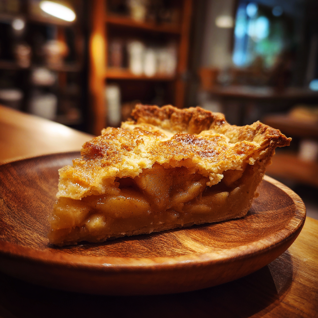 Un trozo de tarta de manzana | Fuente: Midjourney