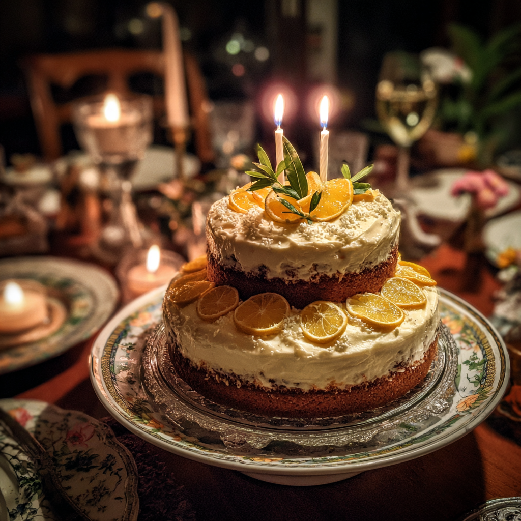 Un pastel de limón sobre una mesa | Fuente: Midjourney