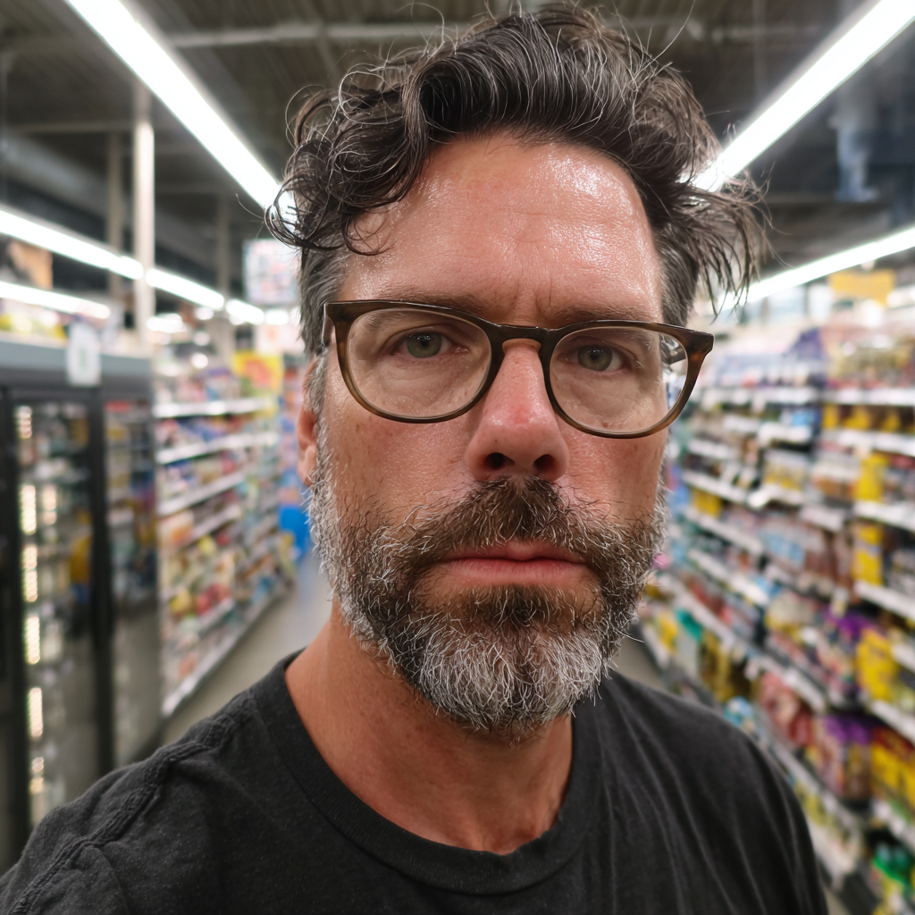 Primer plano de un hombre cansado | Fuente: Midjourney