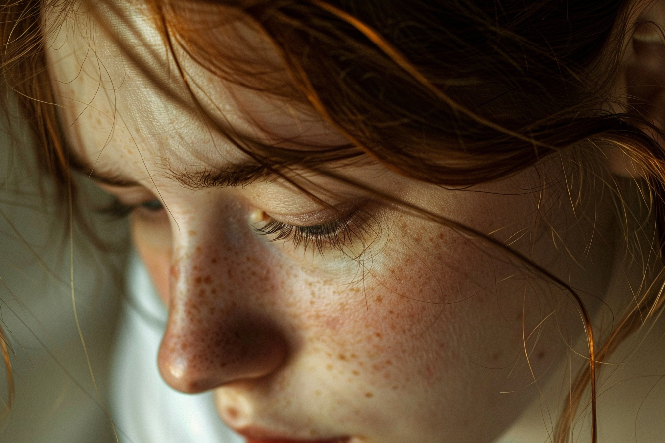 Una mujer triste con la mirada gacha | Fuente: Midjourney